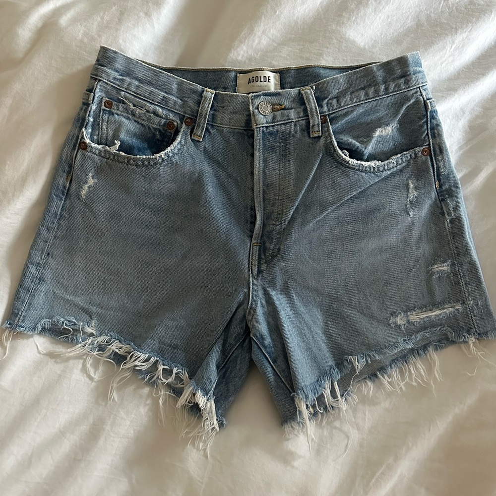 Agolde Light Blue Jean Shorts - Picture 5 of 7